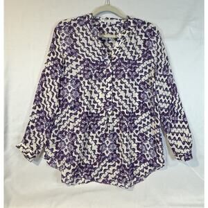 Rebecca Minkoff Women Purple 3/4 Sleeve Silk Top S Modern Sophisticated Chic
